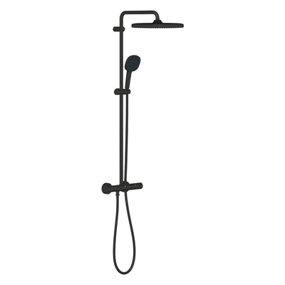 Grohe Tempesta Matte Black System 250 Cube Shower System With Thermostat For Wall Mounting - 266892431