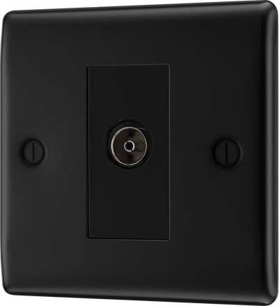 BG NFB62 Nexus Metal Matt Black Isolated TV Aerial Socket