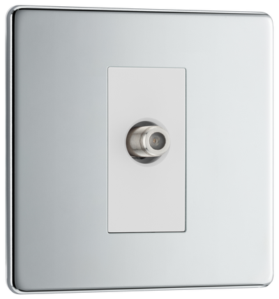 BG FPC64 Nexus Screwless Flat-Plate Satellite Socket, 1 Gang Polished Chrome