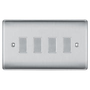BG Brushed Steel 4 Gang Light Switch 1x Intermediate 3x 2 Way Custom Switch by British General (BG-NEXUS-BS-4G-CUSTOM-1x-INT-3x-2WAY-SP)