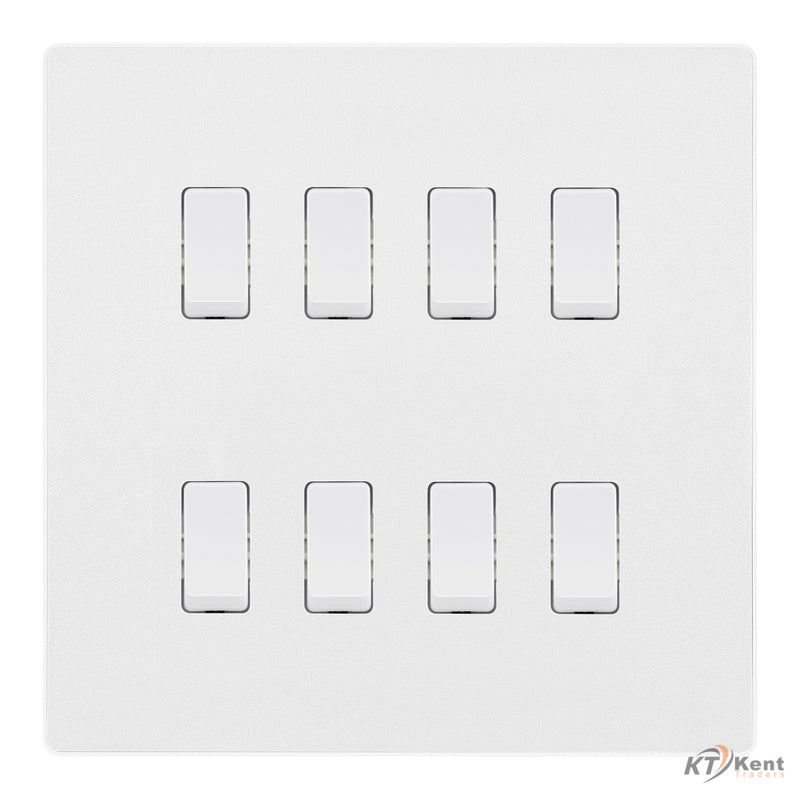 BG Evolve Pearlescent White 8 Gang Intermediate Custom Grid Light Switch