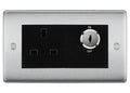 BG Nexus Brushed Steel 13A Double Pole Key Controlled Socket – Black Inserts