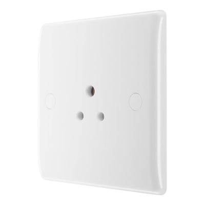 BG Electrical 2A Unswitched Round Pin Socket White & 50mm Pattress Back Box