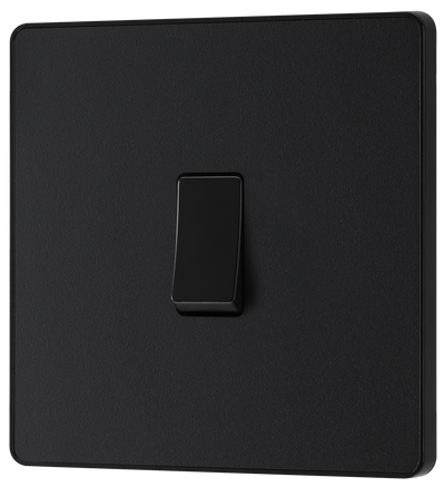 BG Evolve PCDMB12B Matt Black 1 Gang 20A 16AX 2 Way Light Switch-Black Insert