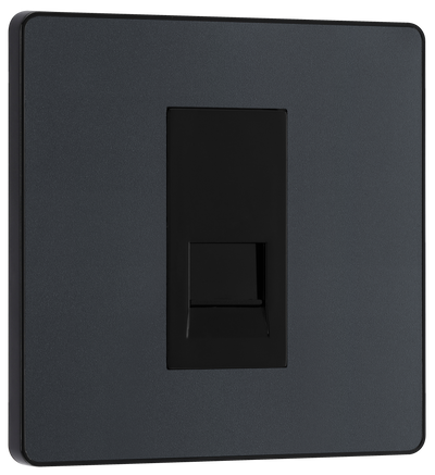BG Evolve PCDMGBTM1B Matt Grey 1 Gang Master Outlet - Black Insert by British General (BG-PCDMGBTM1B-Shopify-SA_1)