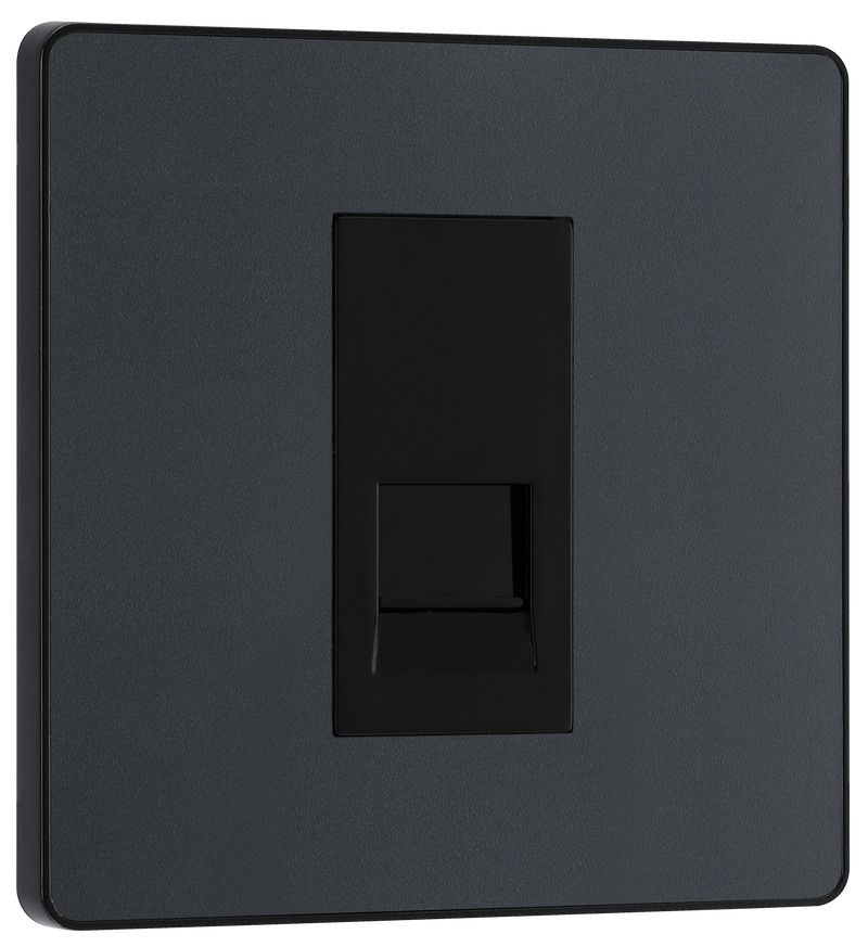 BG Evolve PCDMGBTM1B Matt Grey 1 Gang Master Outlet - Black Insert