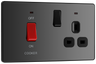 BG PCDBC70B Black Chrome Evolve 45A 2 Pole Cooker Control Unit 13A Switched Socket - Black Insert by British General (BG-PCDBC70B)