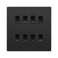 BG Evolve Black Chrome Custom Appliance Grid Switch 8 Gang Screwless