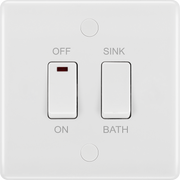 BG 83112 Moulded Round Edge | White | 20A Double Pole Immersion Heater Switch - LED Indicator by British General (BG-83112)
