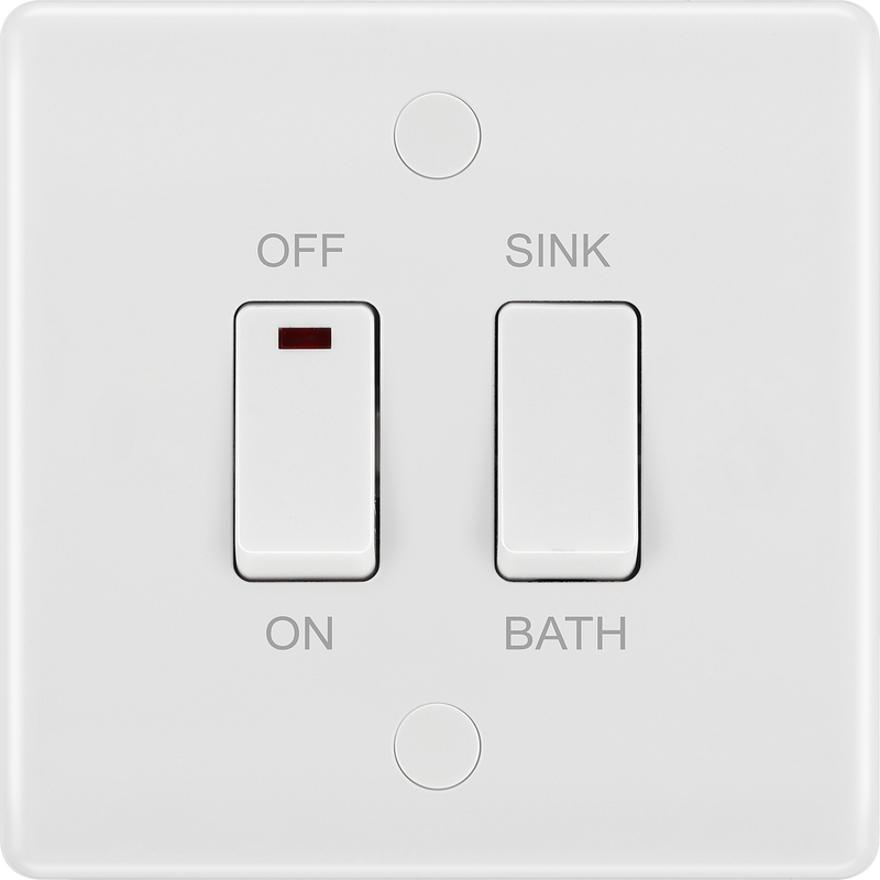 BG 83112 Moulded Round Edge | White | 20A Double Pole Immersion Heater Switch - LED Indicator