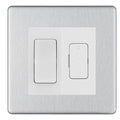BG Screwless Brushed Steel 2 Way Light Switch & 13A Fused Spur Plate | White Insert