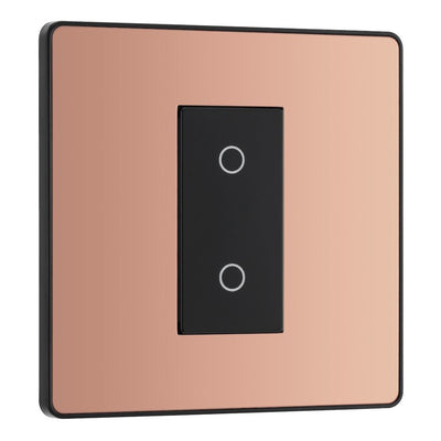 BG Evolve Polished Copper Single Master Touch Dimmer Switch PCDCPTDM1B with 25mm Steel Back Box