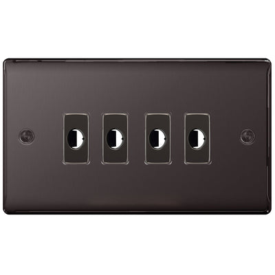 BG Nexus Metal Black Nickel 4 Gang Flex Outlet Socket
