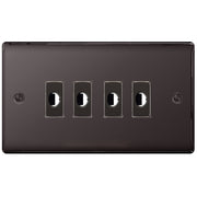 BG Nexus Metal Black Nickel 4 Gang Flex Outlet Socket by British General (BG-NEXUS-BN-4G-FLEX-OUTLET-SOCKET)