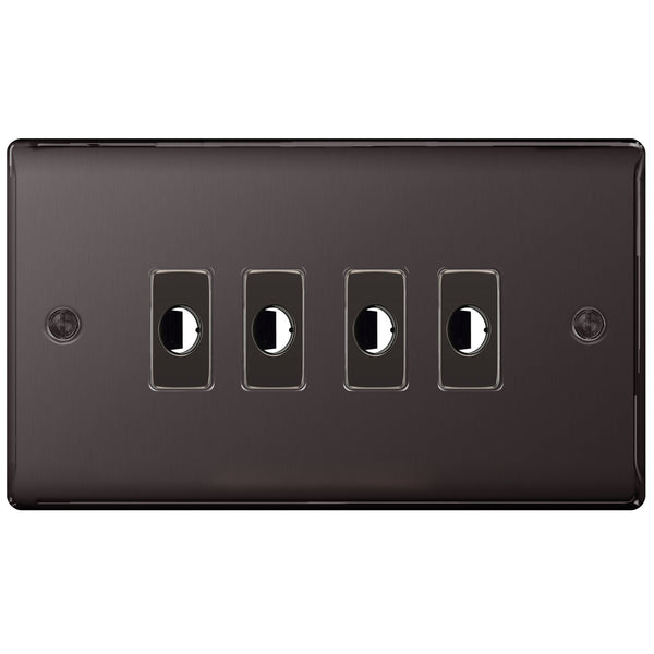 BG Nexus Metal Black Nickel 4 Gang Flex Outlet Socket