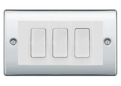 BG Electrical Nexus Polished Chrome 3 Gang 20AX 2-Way Switch Custom Grid - White Insert