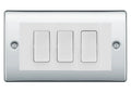 BG Electrical Nexus Polished Chrome 3 Gang 20AX 2-Way Switch Custom Grid - White Insert