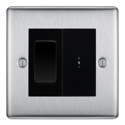 BG Nexus Brushed Steel 2 Way Single Pole Key Switch with 2 Way Single Pole Switch, Key Included - Black Insert