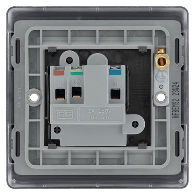BG Nexus Matt Black 2A Unswitched Round Pin Socket NFB28B with 25mm Steel Back Box