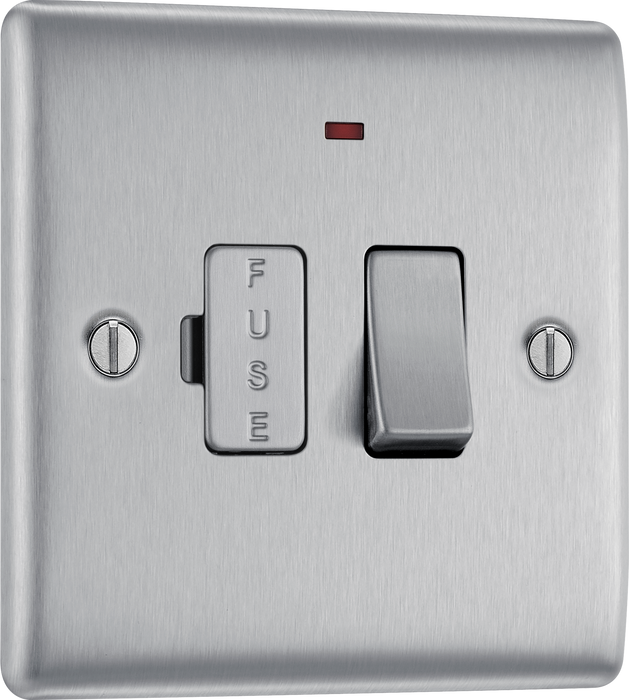 NBS52 Front - This 13A fused and switched connection unit with power indicator from British General provides an outlet from the mains containing the fuse ideal for spur circuits and hardwired appliances.