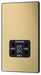 PCDSB20B Front - This Evolve Satin Brass dual voltage shaver socket from British General is suitable for use with 240V and 115V shavers and electric toothbrushes.