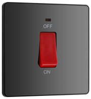 BG PCDBC74B Black Chrome Evolve 45A 2 Pole LED Switch - Black Insert by British General (BG-PCDBC74B-Shopify-SA_1)
