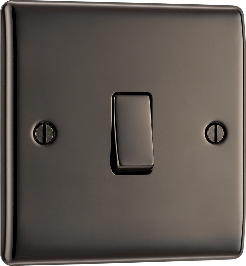 BG NBN12 Nexus Metal Black Nickel 1 Gang 10A 10AX 2 Way Plate Switch