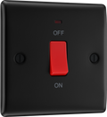 BG NFB74 Nexus Metal Matt Black 1 Gang 45A Neon Cooker Switch