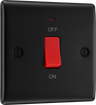 BG NFB74 Nexus Metal Matt Black 1 Gang 45A Neon Cooker Switch by British General (BG-NFB74-Shopify-SA_1)