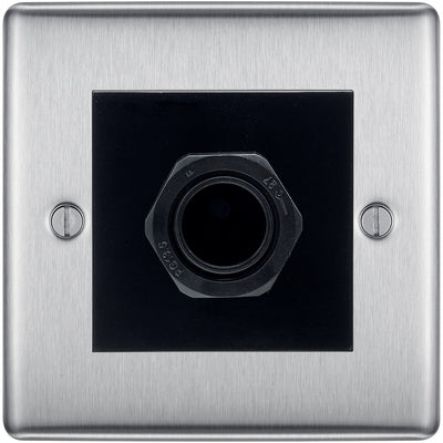 BG Nexus Brushed Steel 45A Flex Outlet Euro Module | Black Insert by British General (BG-NBSEMS2+EM45AFO)