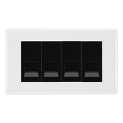 BG White Moulded 4 Gang Secondary Telephone Socket, Screw Terminal - Black Insert by British General (BG-8EMR4+EMBTSSB)