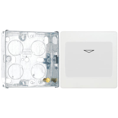 BG Evolve Pearlescent White Key Card Switch PCDCLKYCSW with 25mm Steel Back Box