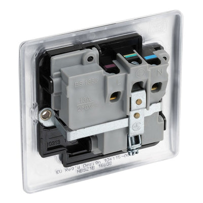 BG Nexus Metal Brushed Steel 13A Single Socket NBS21B with 25mm Steel Back Box