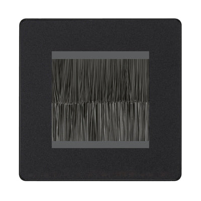 BG Evolve Matt Black Screwless Twin 2 Gang Brush Cable Entry