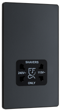BG Evolve PCDMG20B Matt Grey 115-240V Dual Voltage Shaver Socket-Black Insert