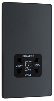 BG Evolve PCDMG20B Matt Grey 115-240V Dual Voltage Shaver Socket-Black Insert by British General (BG-PCDMG20B-Shopify-SA_1)