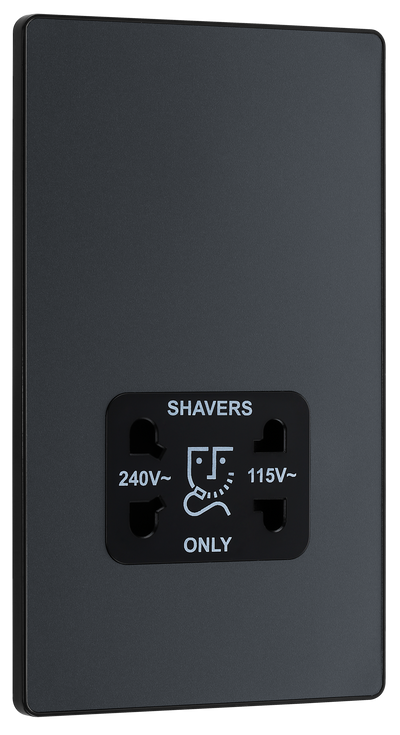 BG Evolve PCDMG20B Matt Grey 115-240V Dual Voltage Shaver Socket-Black Insert by British General (BG-PCDMG20B-Shopify-SA_1)