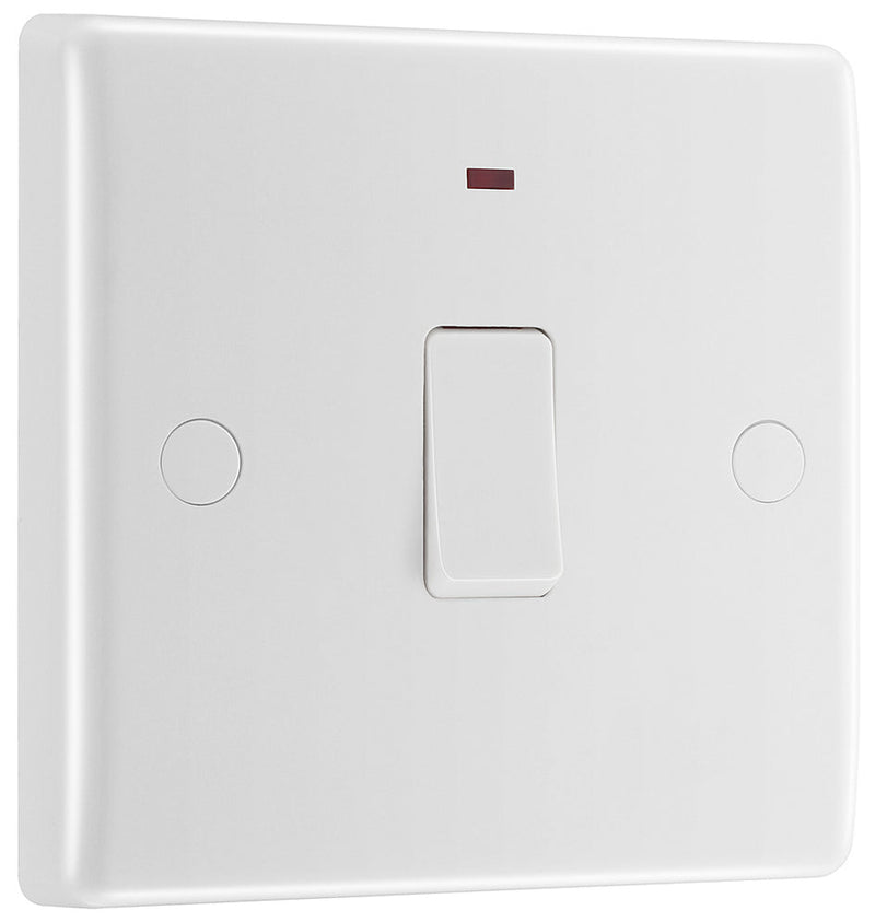BG 833 Moulded Round Edge | White | 1 Gang 20A 2 Pole Flex Outlet Neon Switch