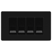 BG Screwless Matt Black 4 Gang Master Telephone Socket, Screw Terminal - Black Insert by British General (BG-FFBBTMS4B)