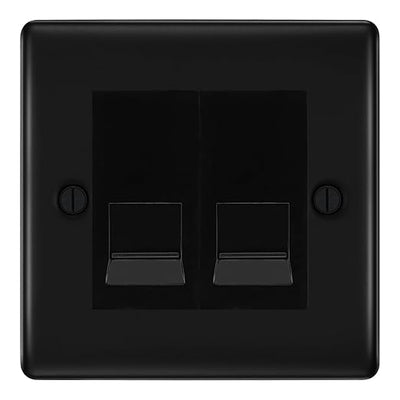 BG Nexus Matt Black Double IDC Secondary Telephone Socket - Black Insert by British General (BG-NFBBTS2B)