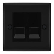 BG Nexus Matt Black Double IDC Secondary Telephone Socket - Black Insert by British General (BG-NFBBTS2B)