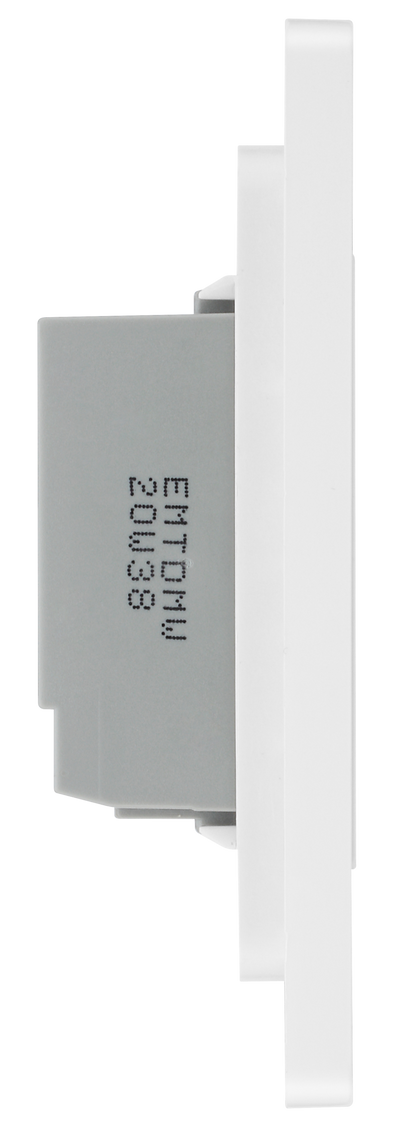 BG PCDBSTDM2W Brushed Steel Evolve 2 Gang 200W Trailing Edge Master Touch Dimmer - White Insert