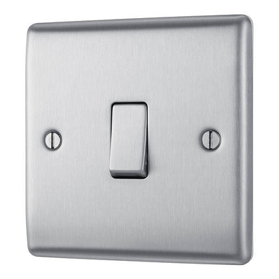 BG NBS13 Nexus Metal Brushed Steel 1 Gang 10A 10AX Intermediate Plate Switch