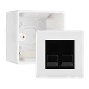 BG White Moulded Double RJ11 Telephone Socket Euro Module with 50mm Back Box - Black Insert by British General (BG-EMRJ11B-2G-50)
