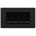 BG Evolve Matt Black 4 Gang RJ11 Telephone Socket Euro Module - Black Insert