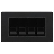 BG Evolve Matt Black 4 Gang RJ11 Telephone Socket Euro Module - Black Insert by British General (BG-PCDMBRJ114B)