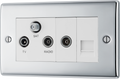 BG NPC68 Nexus Triplex Tv/fm/sat+return & 1 Gang Tel-screened Polished Chrome
