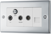 BG NPC68 Nexus Triplex Tv/fm/sat+return & 1 Gang Tel-screened Polished Chrome by British General (BG-NPC68-Shopify-SA_1)