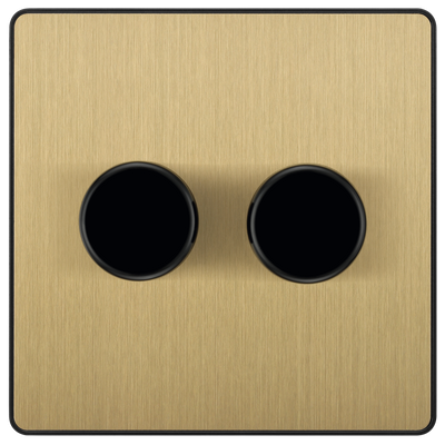 BG Evolve PCDSB82B Satin Brass 2 Gang 200W  Switch-Black Insert