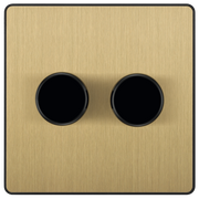 BG Evolve PCDSB82B Satin Brass 2 Gang 200W  Switch-Black Insert